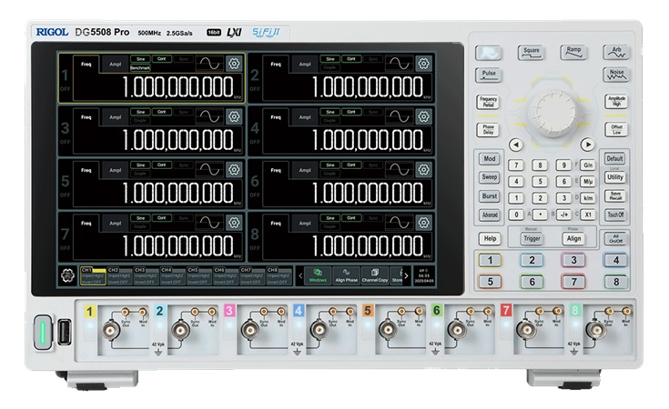DG5508 Pro Waveform Generator by Rigol, Front view
