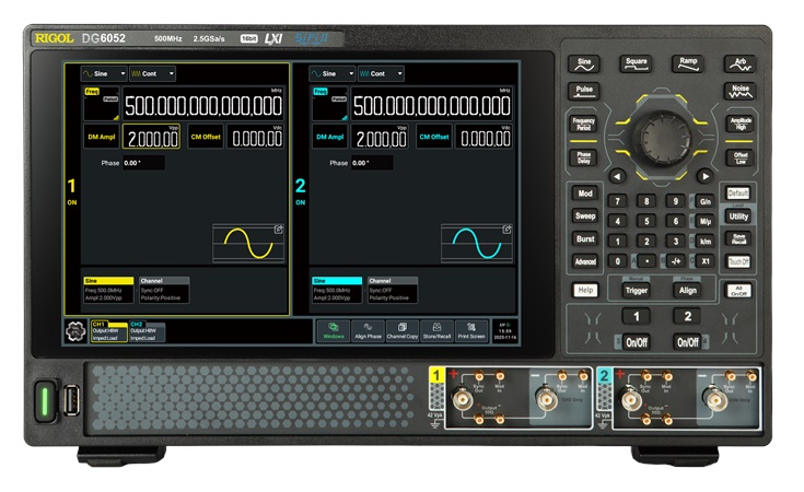 DG6052 Waveform Generator by Rigol, Front view