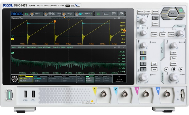 DHO1074 Oscilloscope by Rigol, Front view