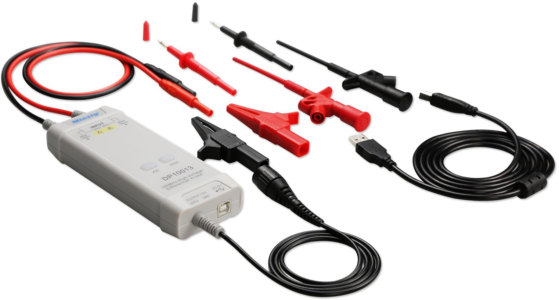 Lightweight 1 Set DP20003 High Voltage Probe 5600V 100M Oscilloscope Probe with USB Interface for lab for Floating Measurement