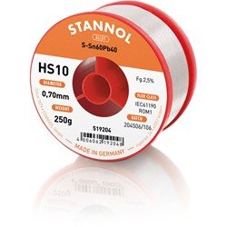 Stannol, 519204, Lötdraht HS10, Sn60Pb40, 0.7mm, 250g Soldering Consumables by Stannol