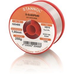 Stannol 520488 HS10, Sn60Pb40, ⌀1.0mm, 250g